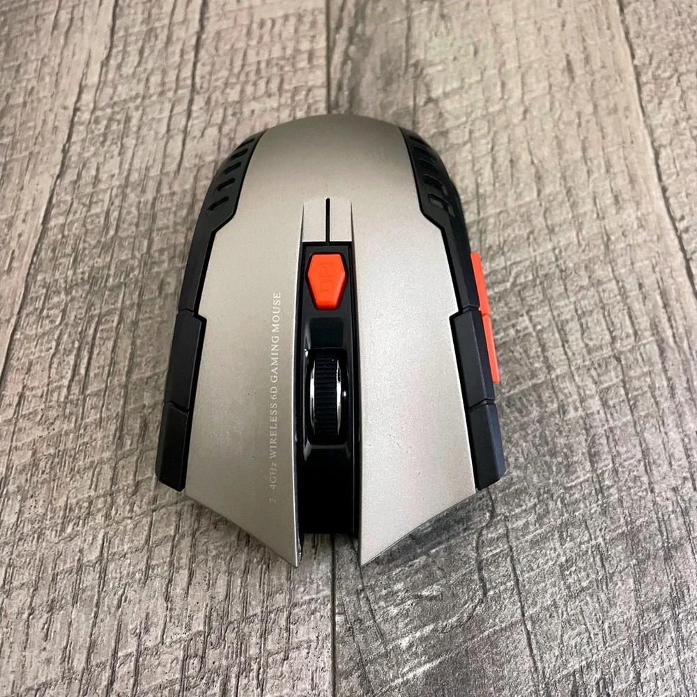 2.4GHz Wireless 6D Gaming Mouse Silver Black Orange Optical with‎ USB Receiver
